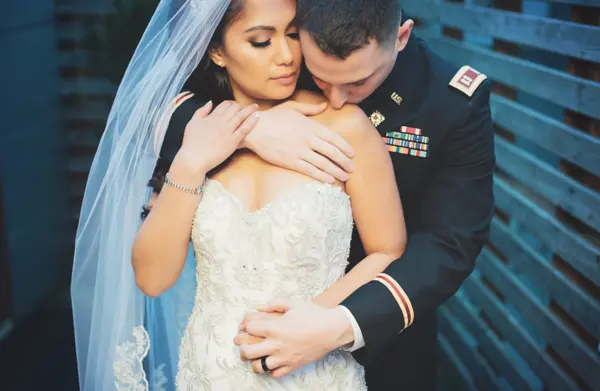 Bride and groom portrait at Seattle-area wedding. Lovely Events.
